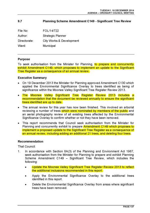 Pages from Agenda  Ordinary Meeting of Council to be held 16 December 2014