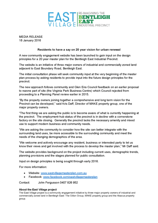 Media Statement - Community engagement launch January 180116